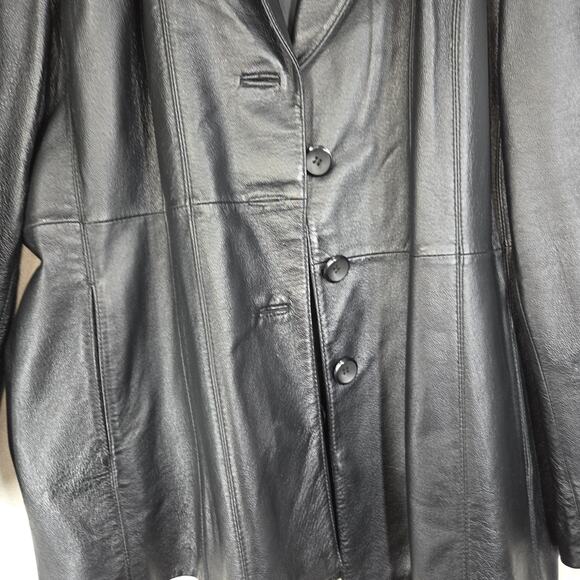 Vtg Colebrook Leather Jacket XL Black Button Designer Soft Party Business - Picture 9 of 16